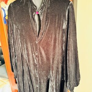 Zara Black Velvet Button-Front Dress